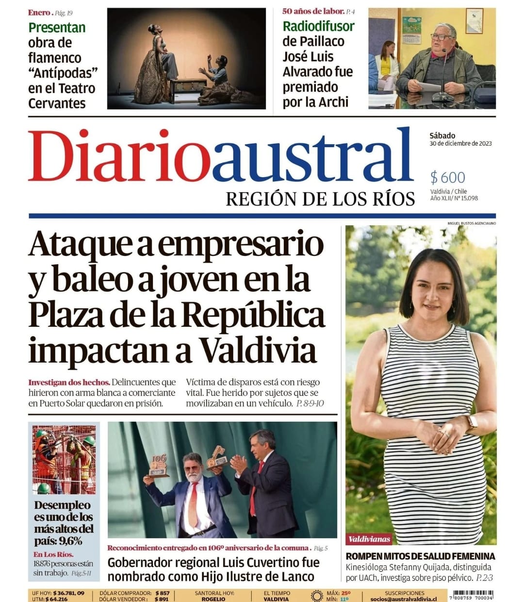 Steffany Quijada destaca en sección «Valdivianas» del Diario Austral Los Ríos